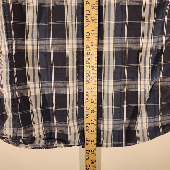 Urban Up Pipeline pearl snap shirt mens L Large blue plaid western short sleeve - Picture 5 of 7